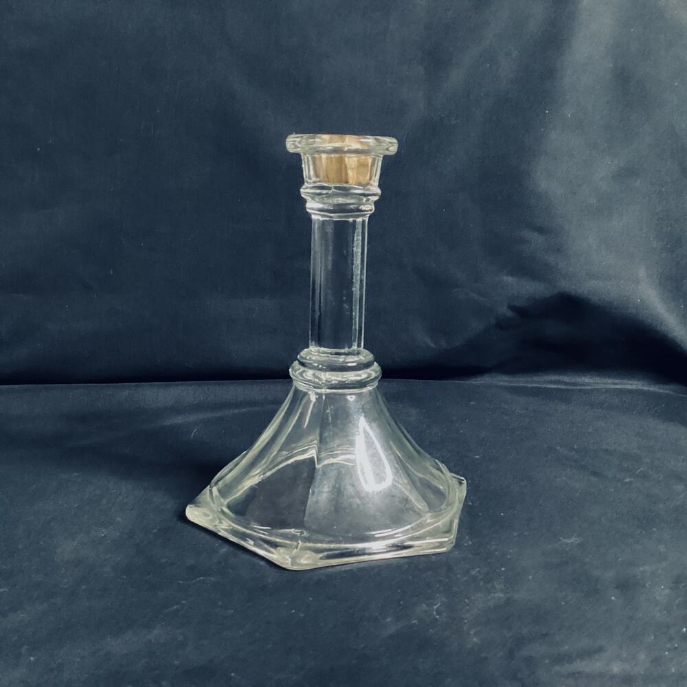 Home Interiors Clear Glass Column Design Taper Candle Holder